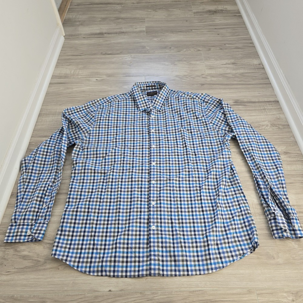 Rodd & Gunn Shirt Sports Fit Check Long Sleeve Button Down Shirt Blue Mens 3XL - Picture 2 of 9